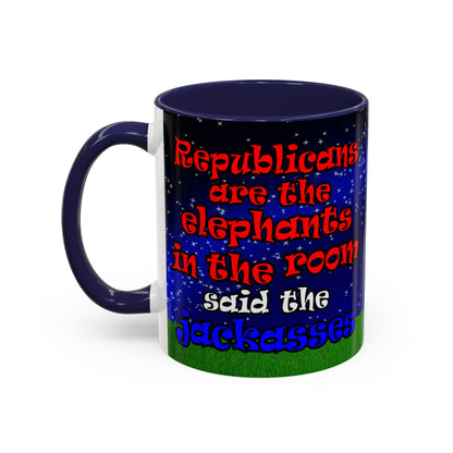 donkeys and elephants - Accent Mug ('snoops' background)