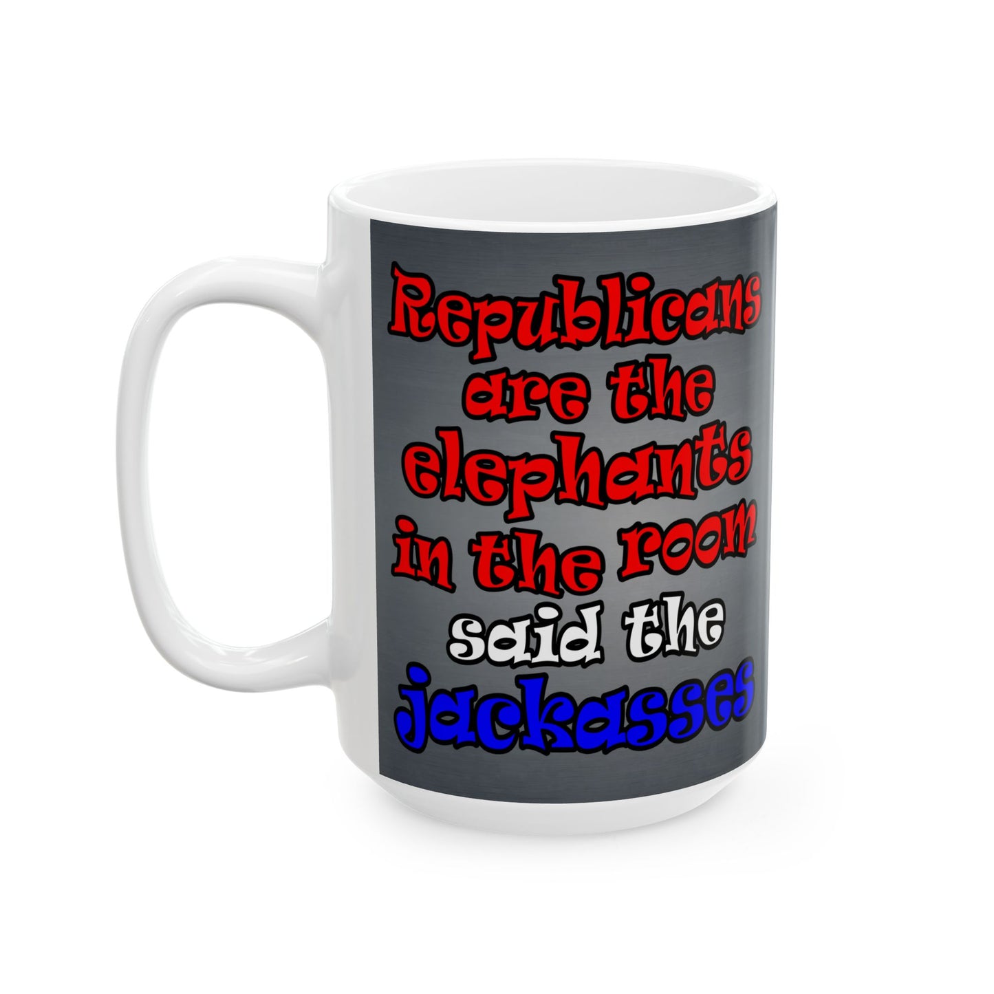 donkeys and elephants - White Mug (grey-light grey)