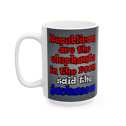 donkeys and elephants - White Mug (grey-light grey)