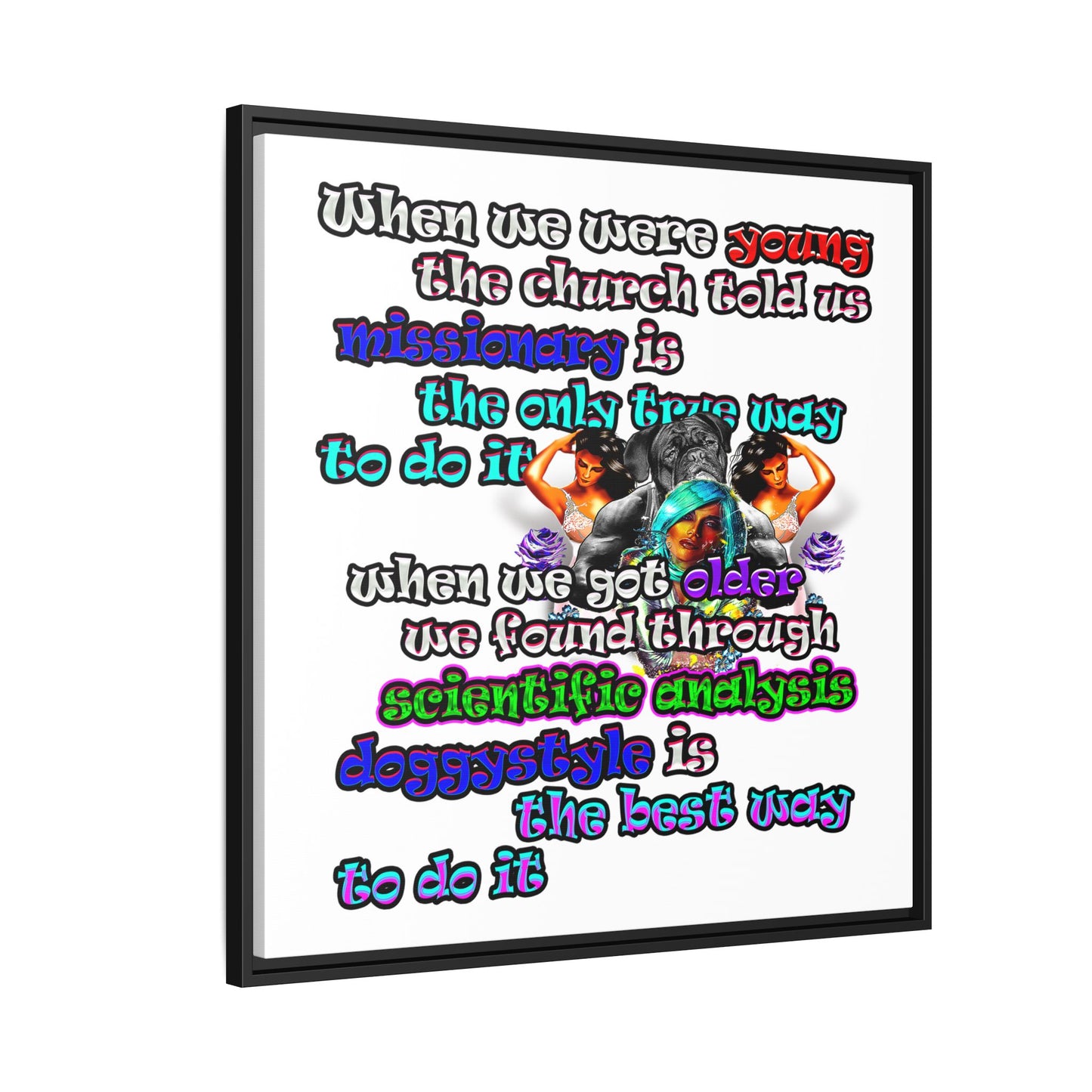doggystyle - framed canvas art (white)