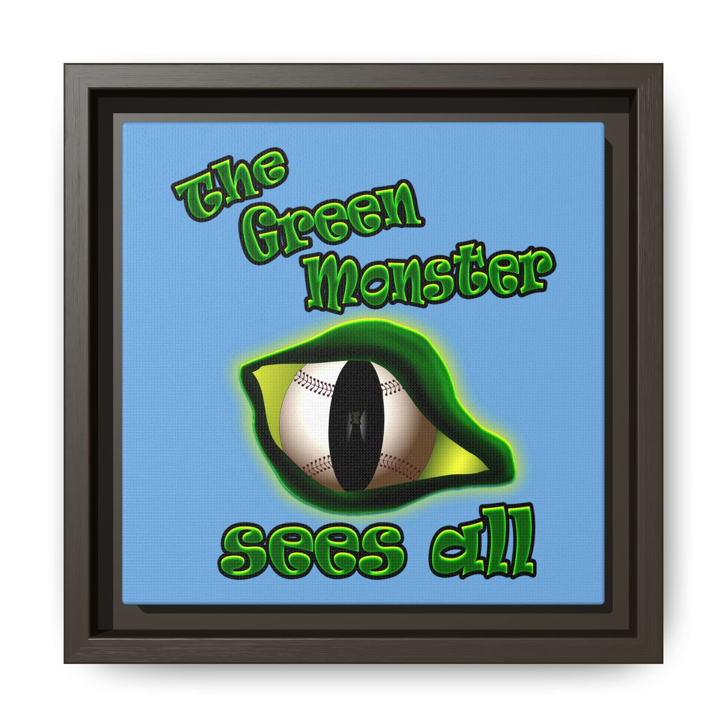 green monster - framed canvas art (light blue)