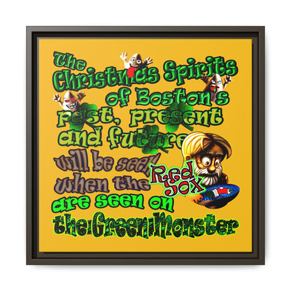 christmas spirits of boston - framed canvas art (yellow)