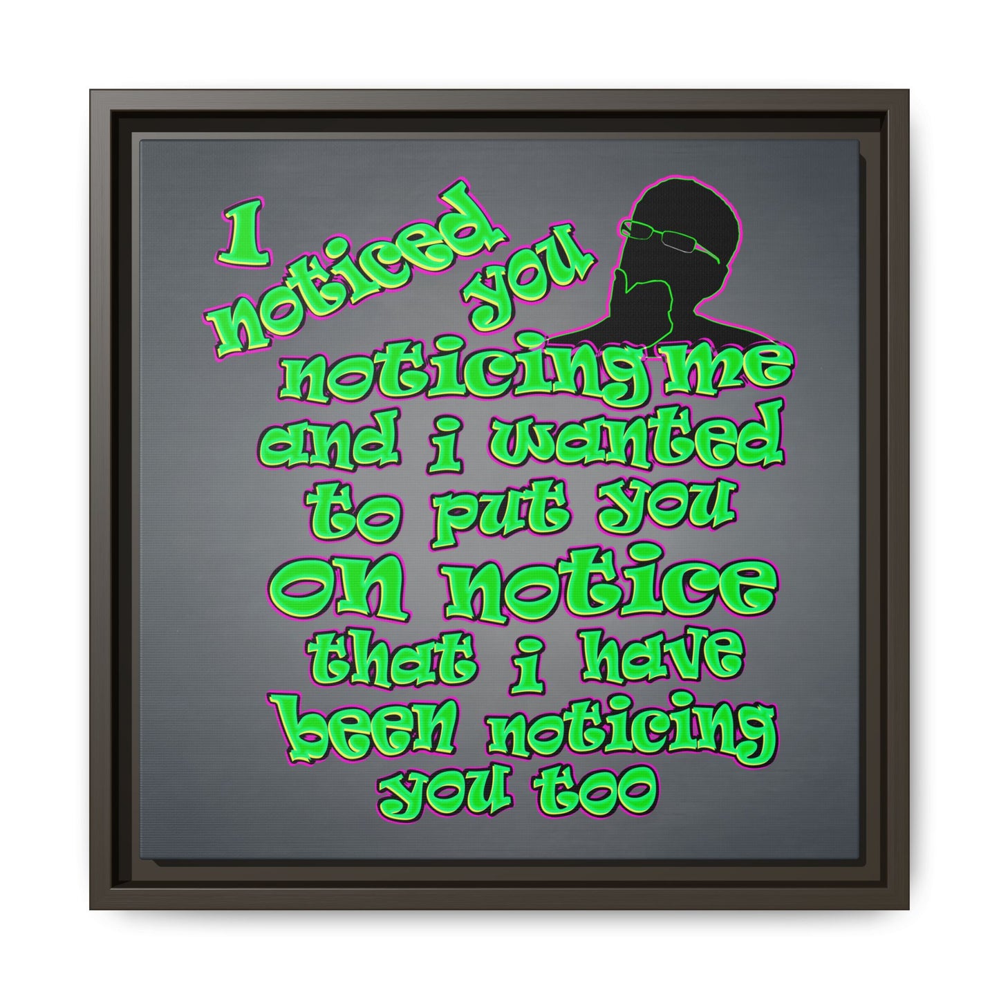 noticed you noticing - framed canvas art (grey-light grey)