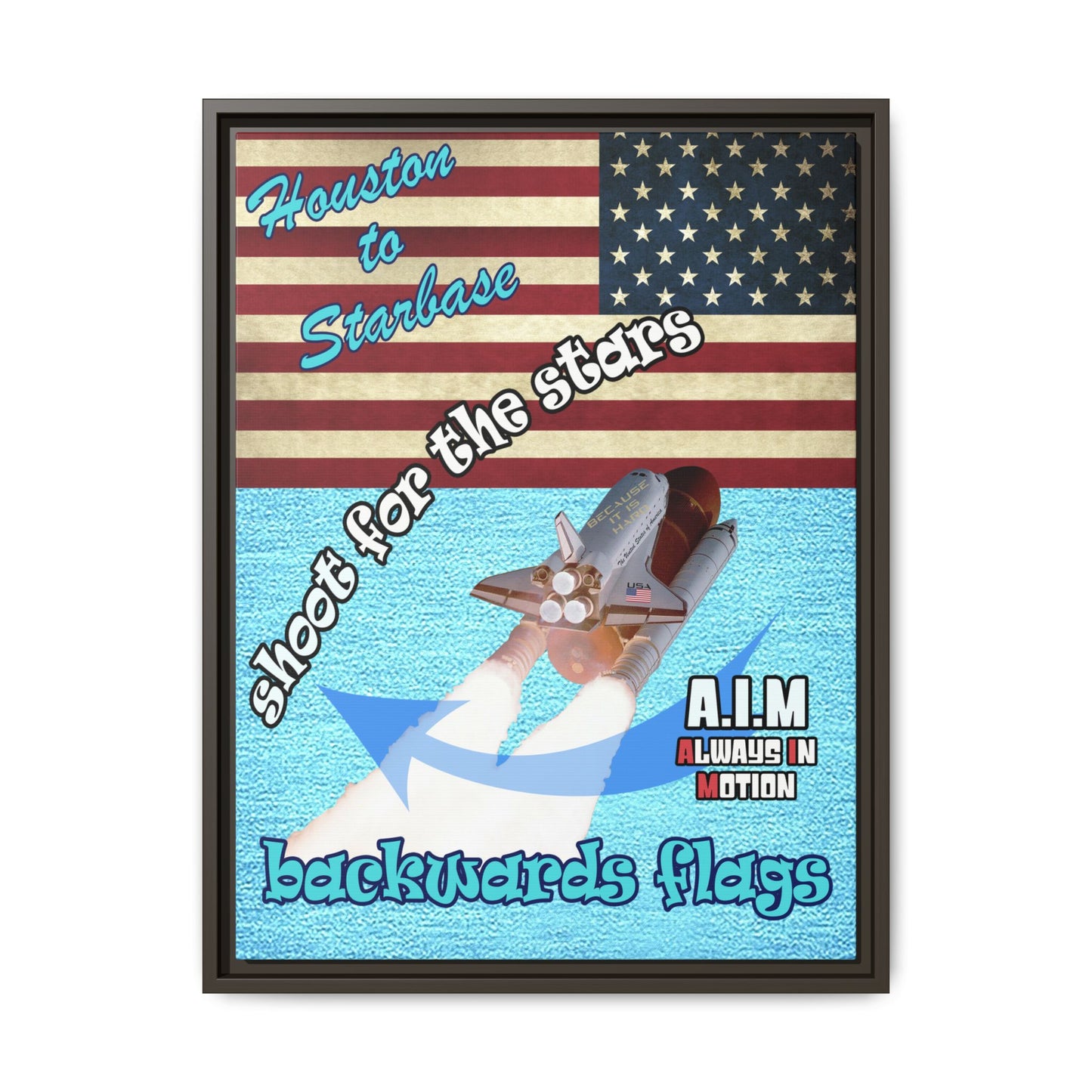 shoot for the stars - framed canvas art (faded blue)