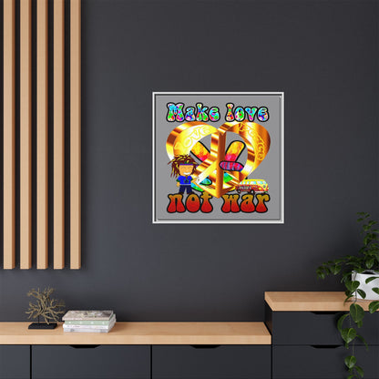 love peace - framed canvas art (grey)