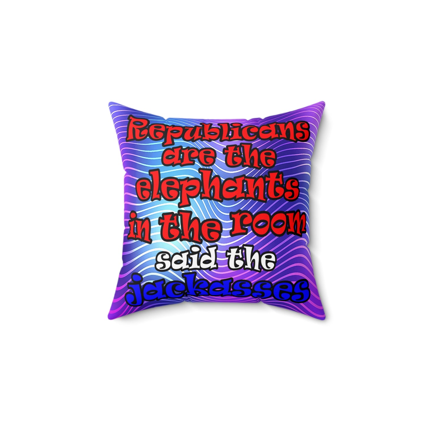 donkeys and elephants - Spun Polyester Square Pillow - (purple wave)