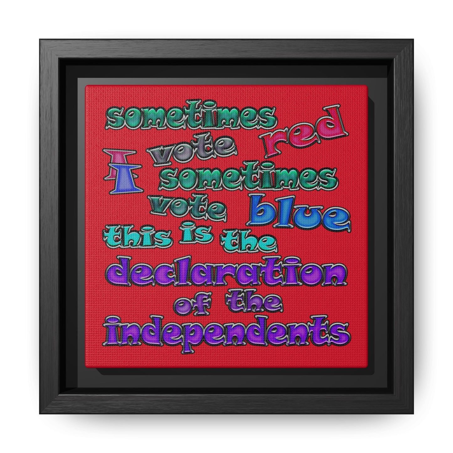 declaration of the independents - framed canvas art (dark red)