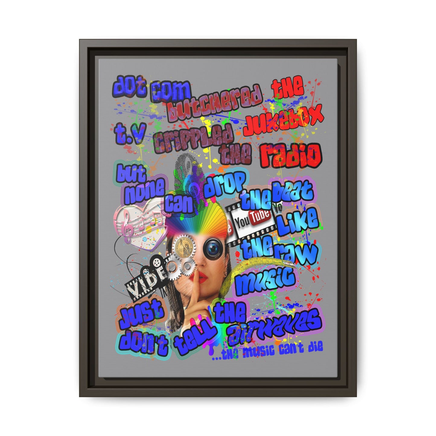 drop the beat - framed canvas art (grey)