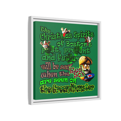 christmas spirits of boston - framed canvas art (dark green)