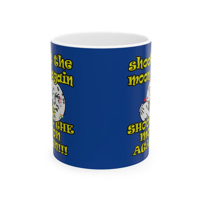 shoot the moon again - White Mug (dark blue)