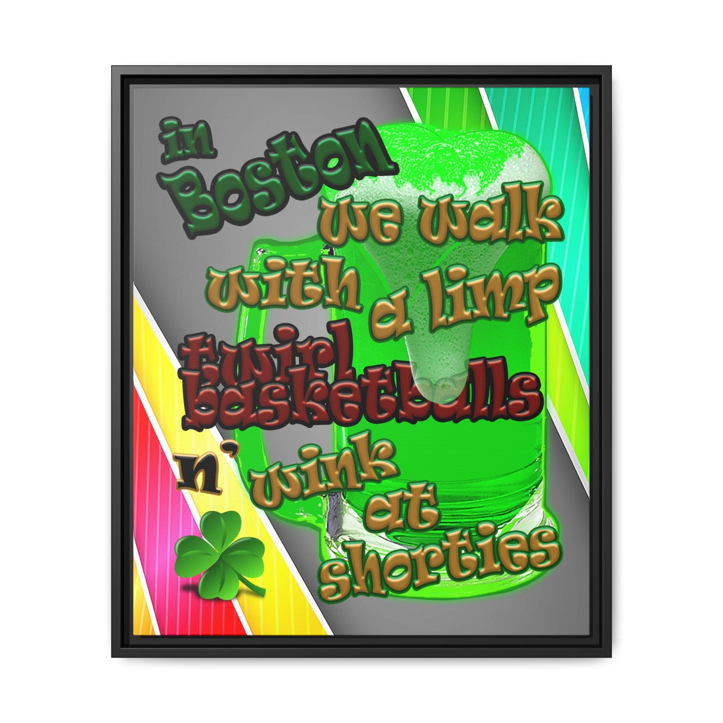 celtics logo - framed canvas art (rainbow split)