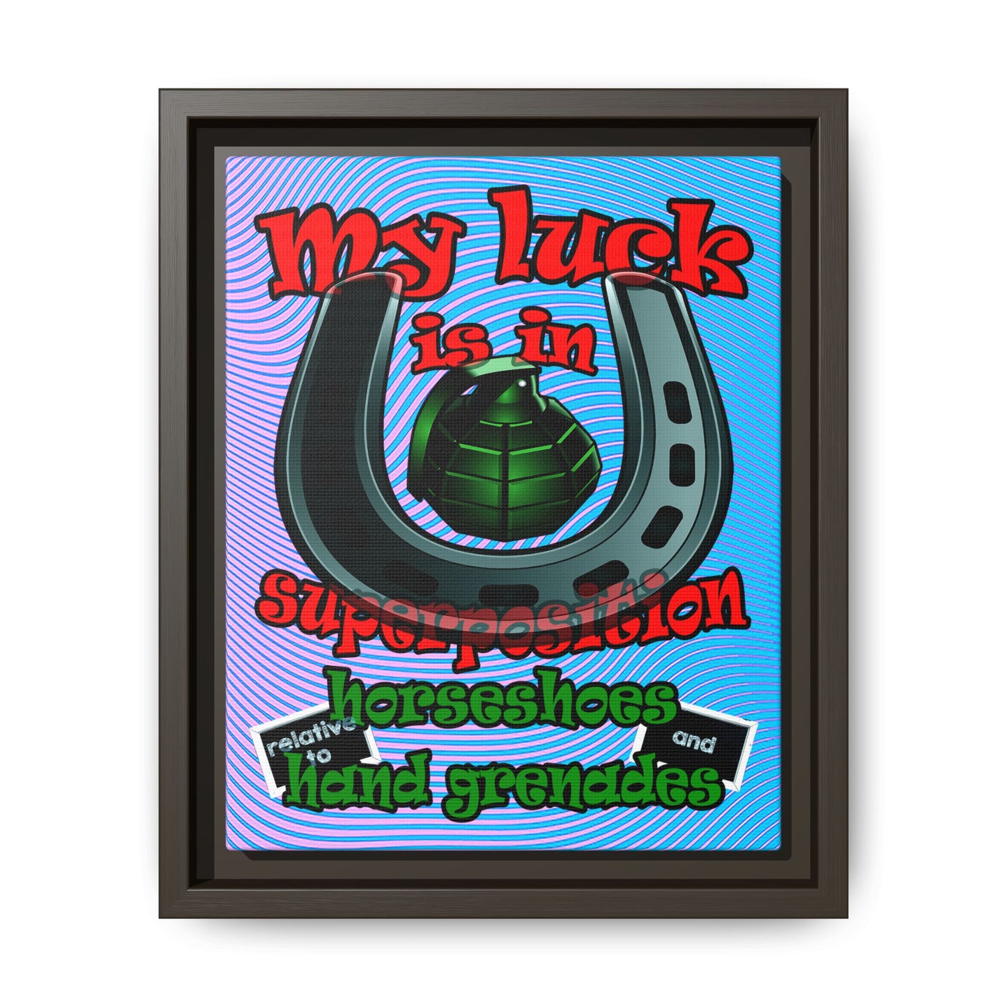 my luck - framed canvas art (light blue-purple wave)