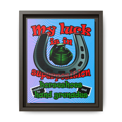 my luck - framed canvas art (light blue-purple wave)