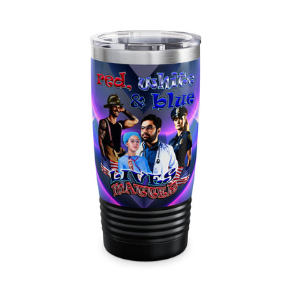 rw&b lives matter - Ringneck Tumbler, 20oz (grey-pink wave)