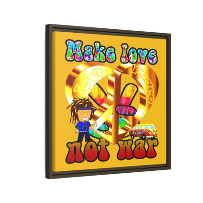 love peace - framed canvas art (yellow)