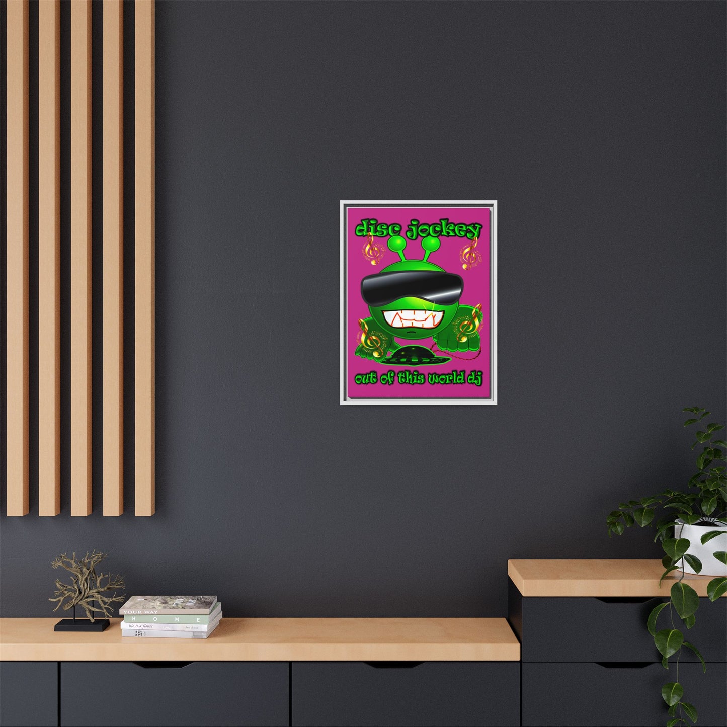 disc jockey - framed canvas art (pink)
