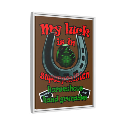 my luck - framed canvas art (brown)