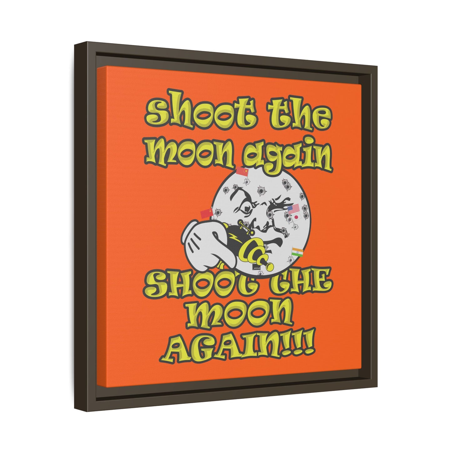 shoot the moon again - framed canvas art (orange)