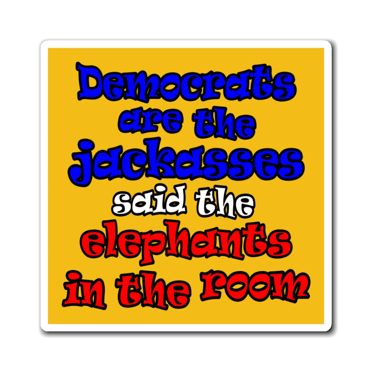 donkeys and elephants - Magnets - (yellow)