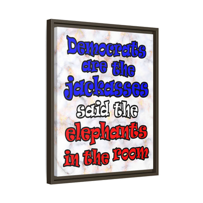 donkeys and elephants - framed canvas art (white marble)