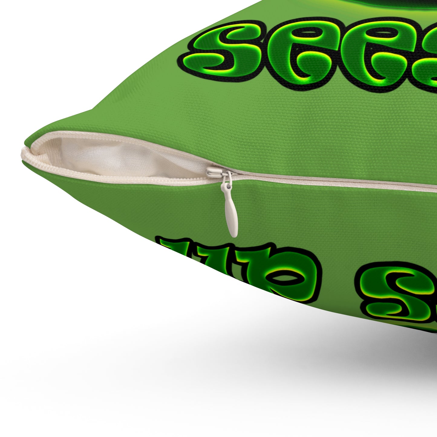 green monster - Spun Polyester Square Pillow - (green)
