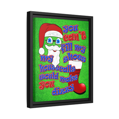 santa's shoes - framed canvas art (green turf)