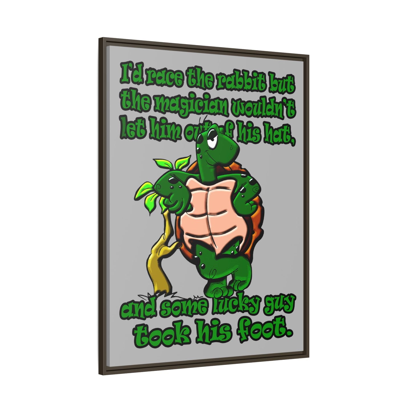 turtle race - framed canvas art (light grey)
