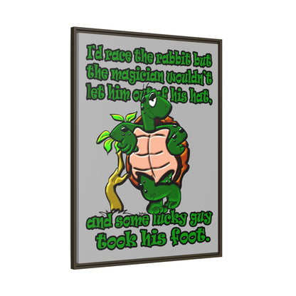 turtle race - framed canvas art (light grey)
