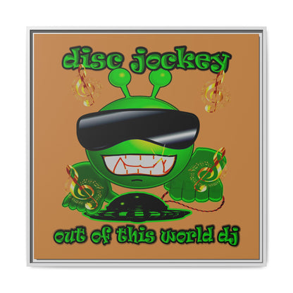 disc jockey - framed canvas art (light brown)