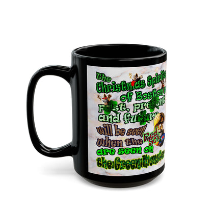 christmas spirits of boston - Black Mug (white marble)