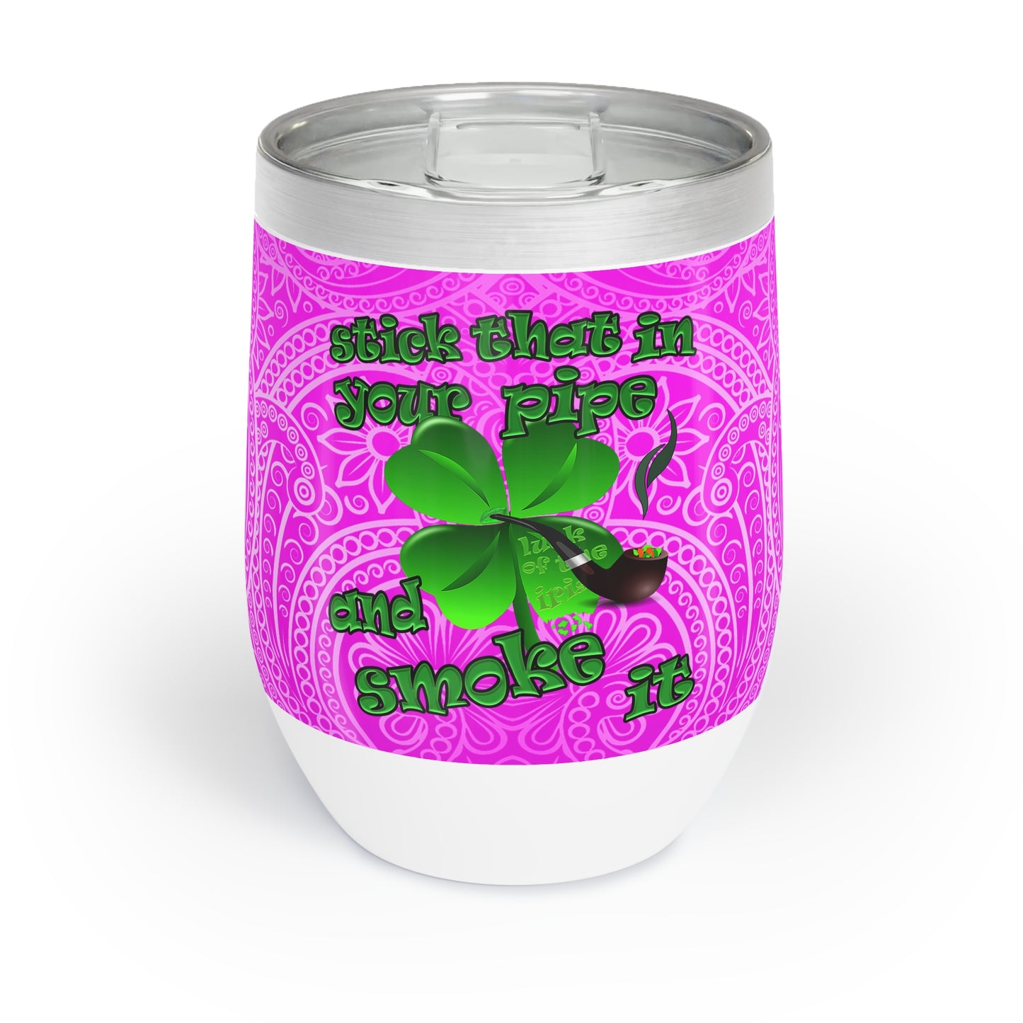 celtics logo - Chill Wine Tumbler (pink swirl)