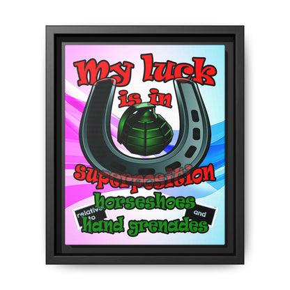 my luck - framed canvas art (light blue-pink wave)