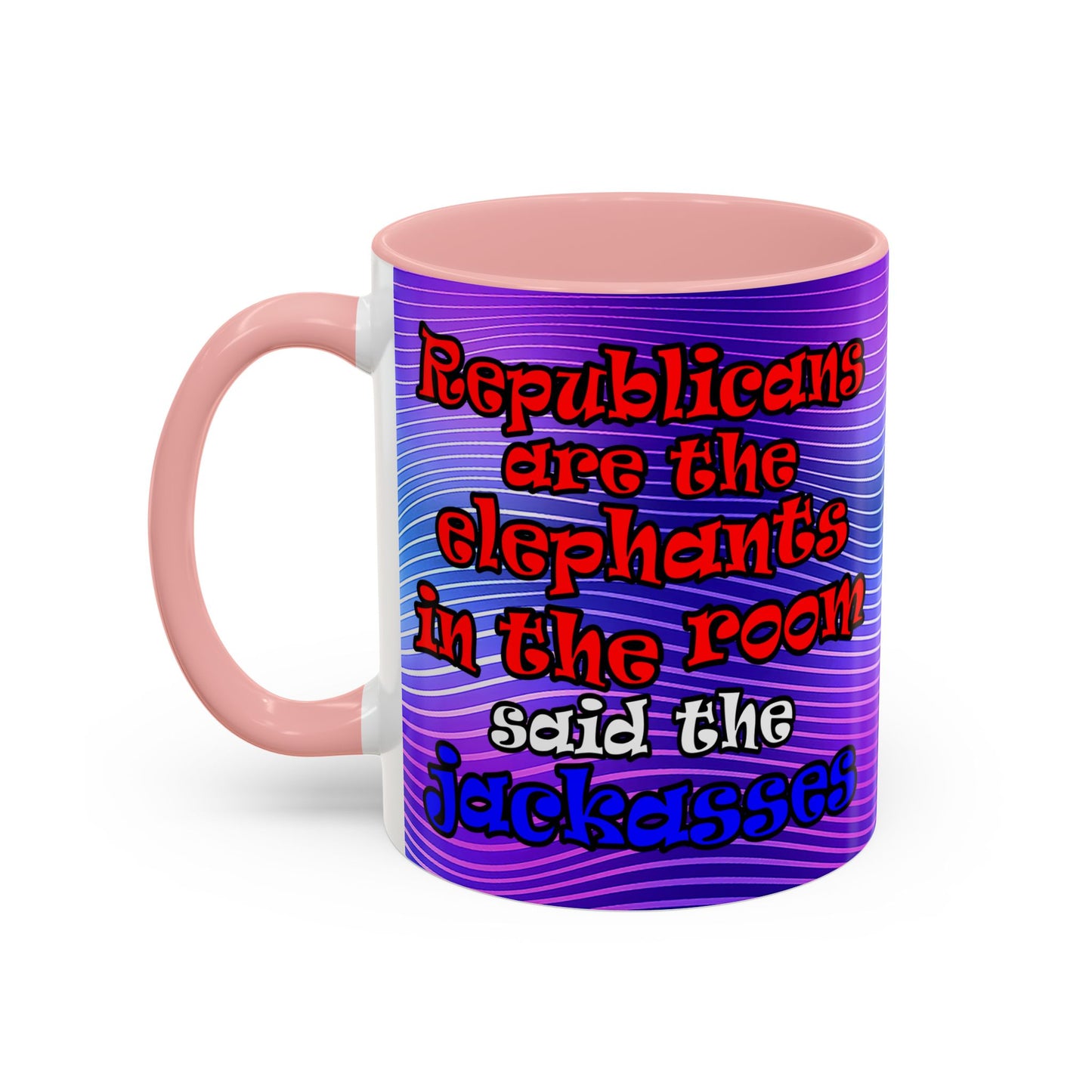 donkeys and elephants - Accent Mug (purple wave)