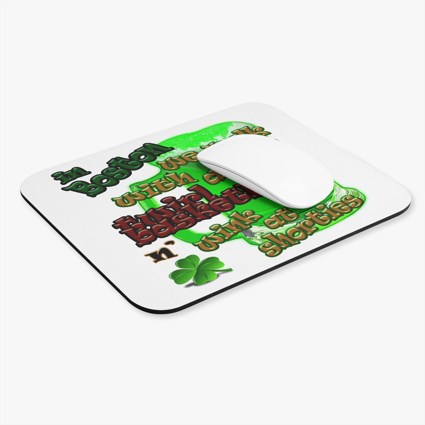 celtics logo - Mouse Pad (Rectangle) (white)