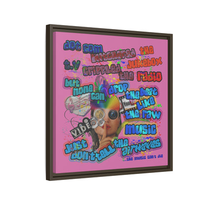 drop the beat - framed canvas art (light pink)