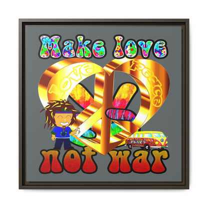 love peace - framed canvas art (dark grey)