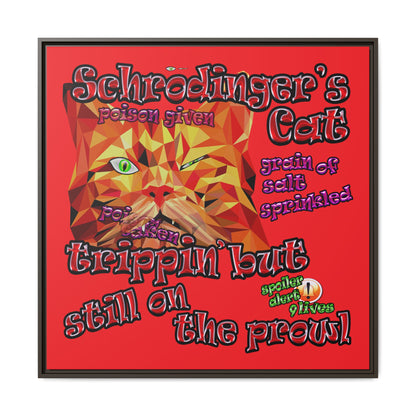 schrodinger's cat - framed canvas art (red)