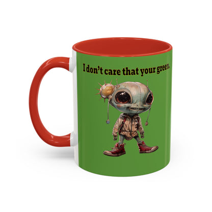 I don't care that your grey - Accent Mug (green)