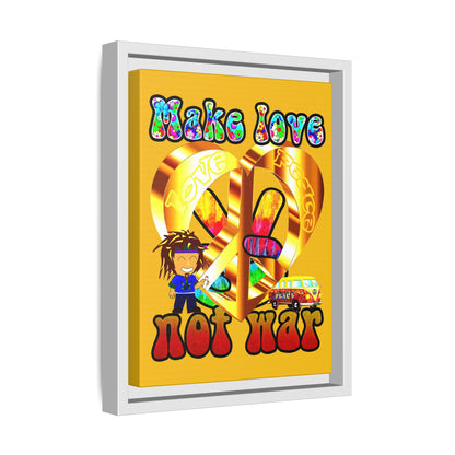 love peace - framed canvas art (yellow)