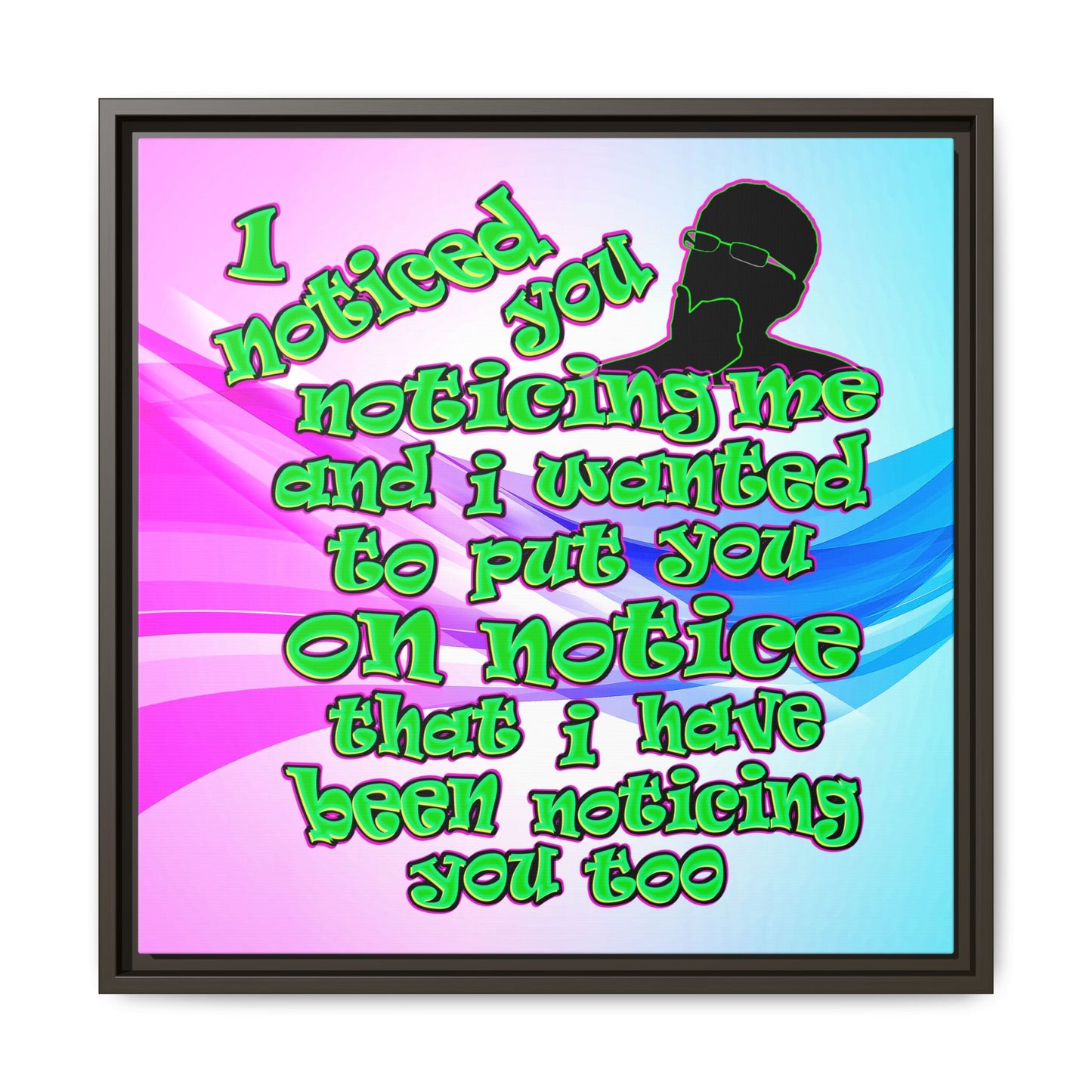 noticed you noticing - framed canvas art (light blue-pink wave)