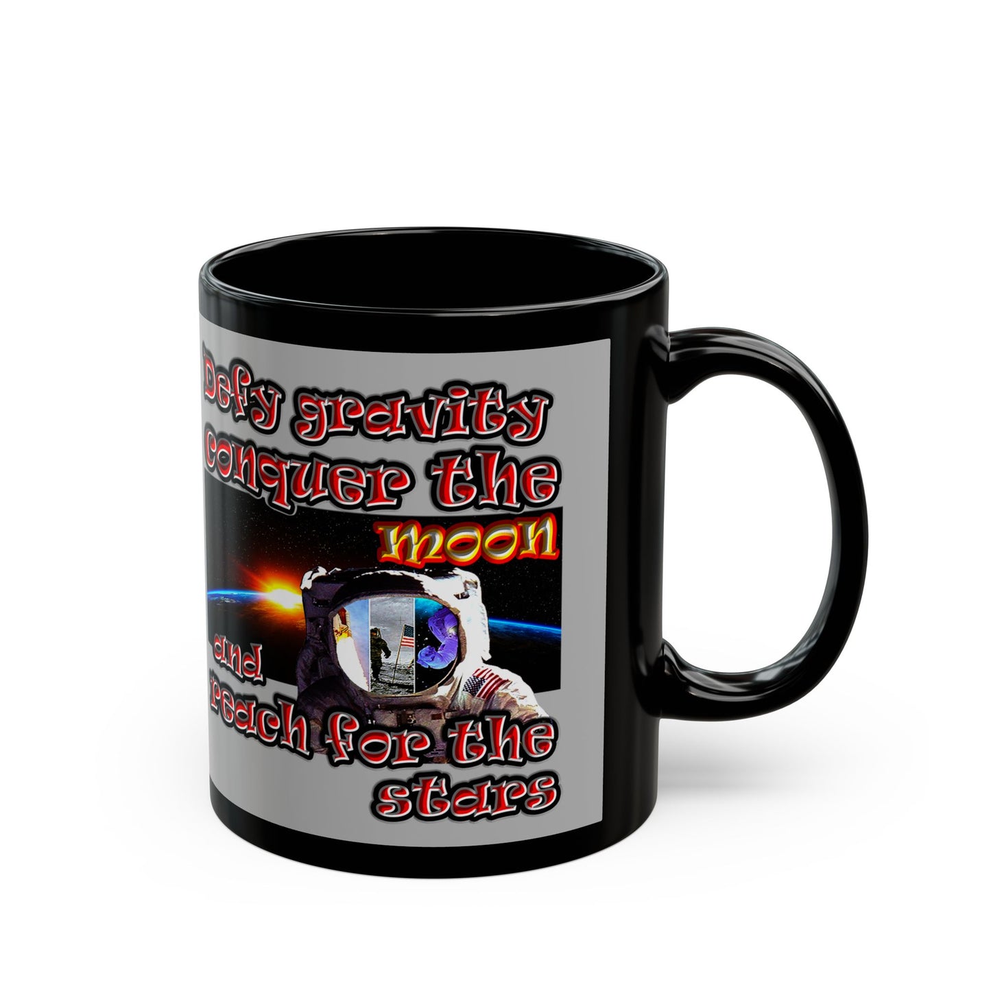 defy conquer reach - Black Mug (light grey)