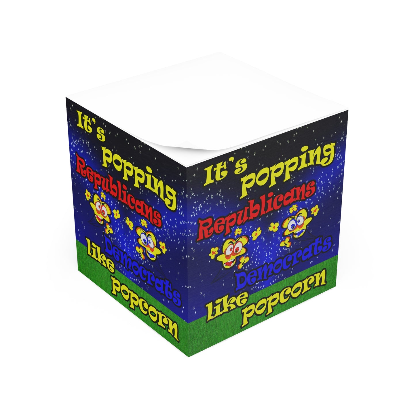 popping like popcorn - note cube ('snoops' background)