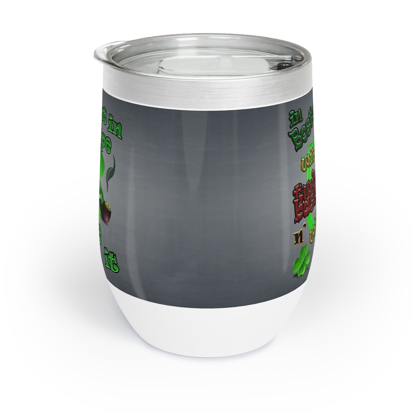 celtics logo - Chill Wine Tumbler (grey-light grey)