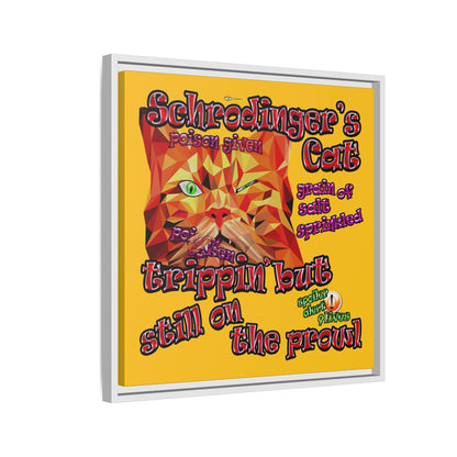 schrodinger's cat - framed canvas art (yellow)