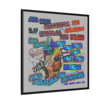 drop the beat - framed canvas art (light grey)