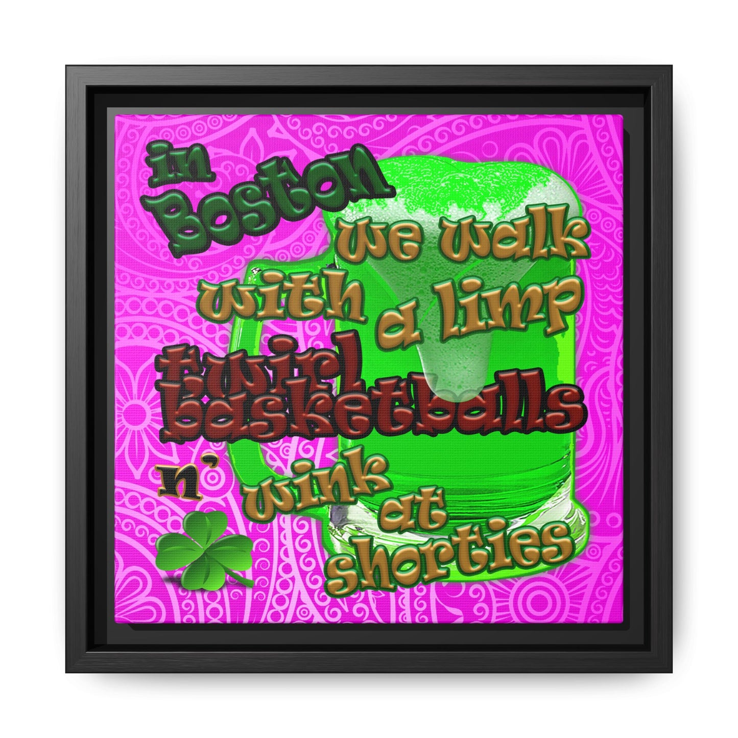 celtics logo - framed canvas art (pink swirl)