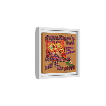 schrodinger's cat - framed canvas art (light brown)