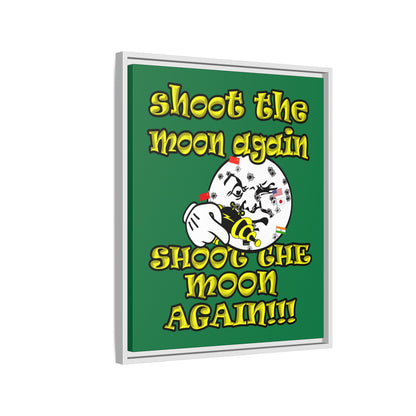 shoot the moon again - framed canvas art (dark green)