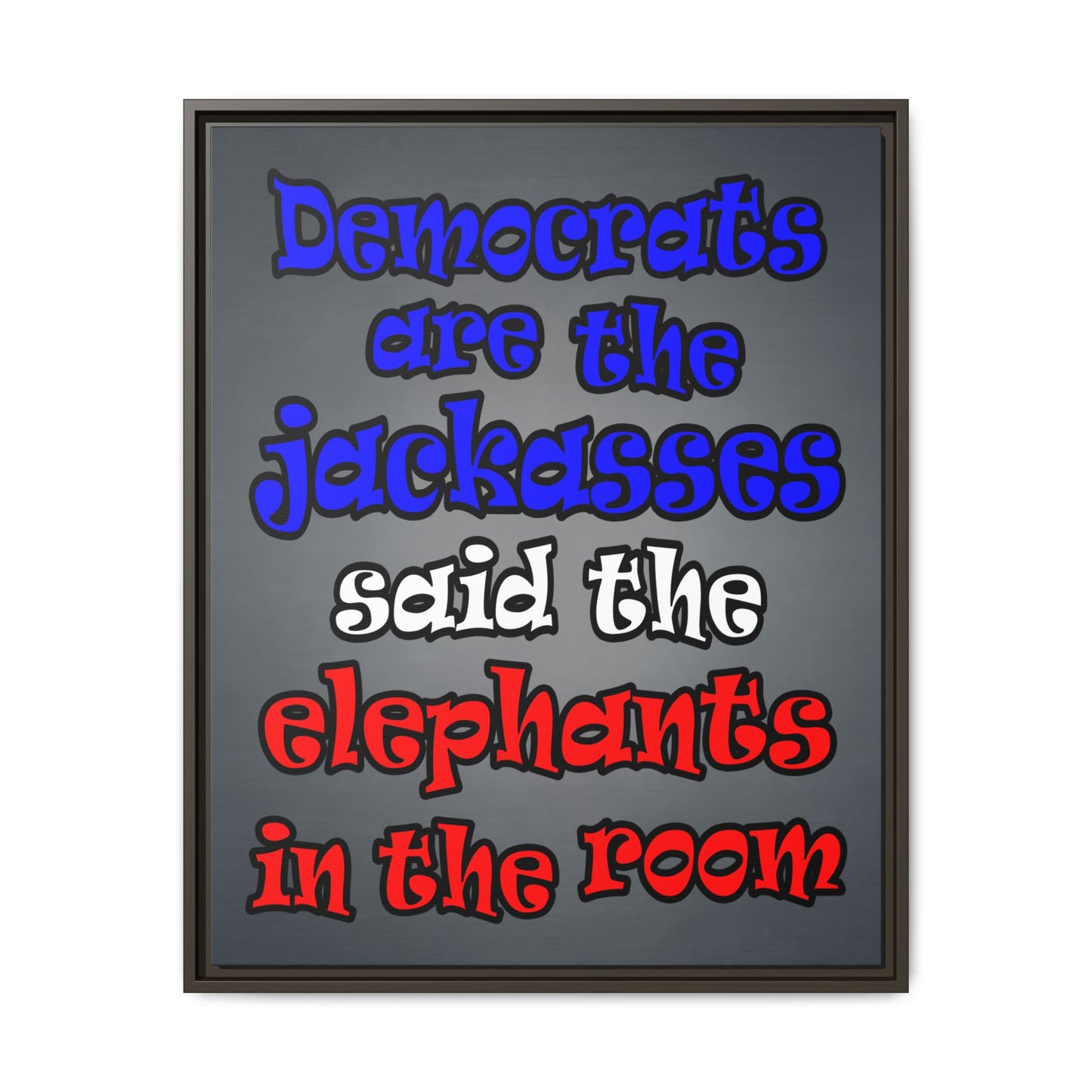 donkeys and elephants - framed canvas art (grey-light grey)