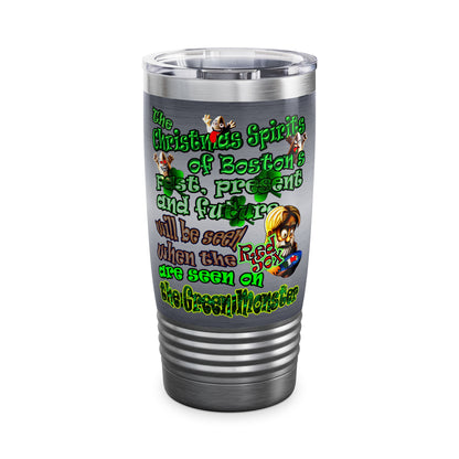christmas spirits of boston - Ringneck Tumbler, 20oz (brushed nickel)